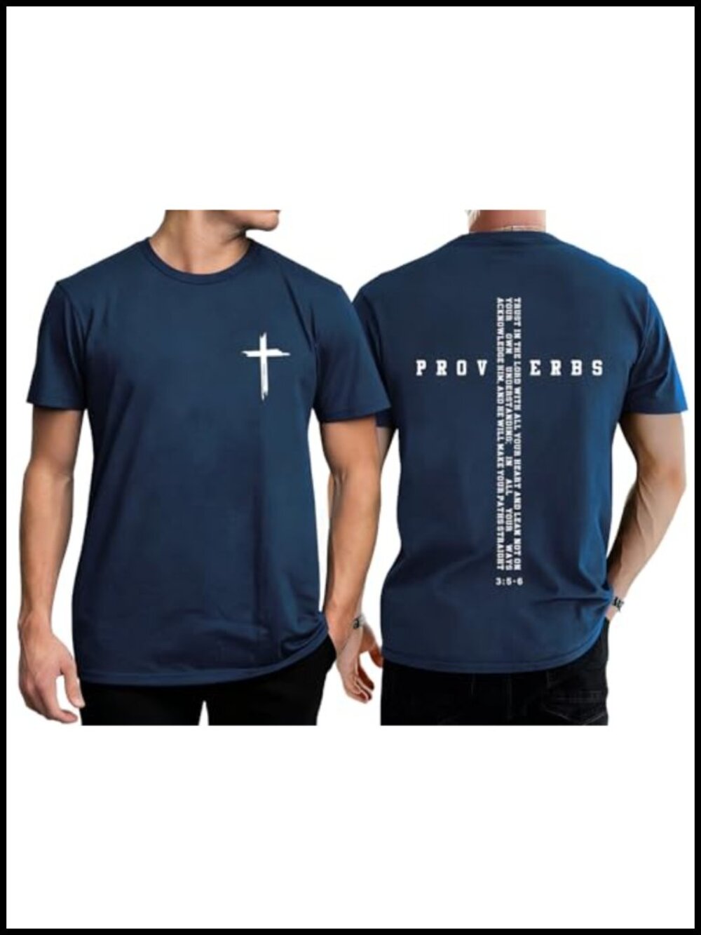 Christian Faith Cross Bible Verse Graphic Tee Men's Crewneck Cotton Blend